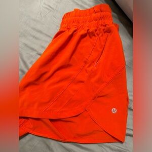 Orange/Red Lululemon workout/running shorts